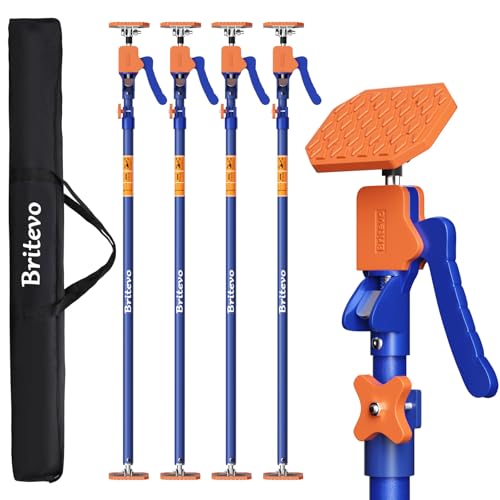 Britevo 4PK Adjustable Telescopic Support Pole, 54-115 inch Cabinet Jack, Heavy Duty 3rd Hand Support System, 154lbs Load-...