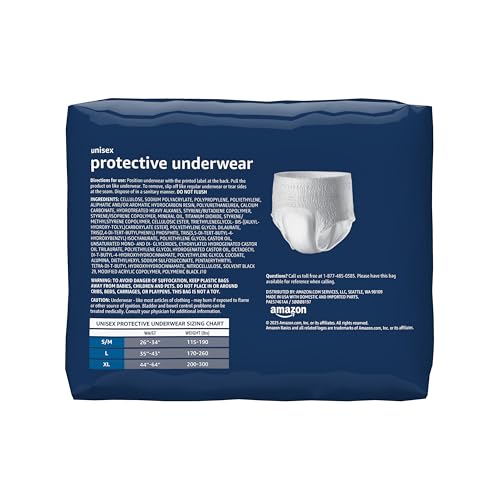 Amazon Basics Unisex Protective Underwear, Overnight Absorbency, Large, 14 Count, (1 Pack of 14)