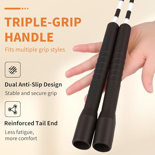 YUEDONG Adjustable Soft Beaded Jump Rope Recommended by World Champion Luke Boon for Adults Children - Tangle-Free Skippin...