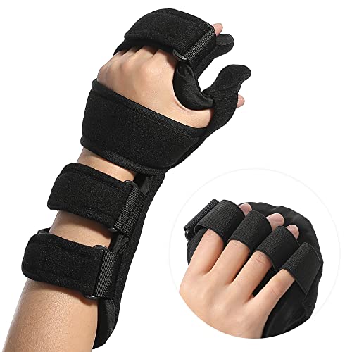 Fanwer Resting Hand Splint with Finger Separators - Hand Brace for Finger Contractures - Night Immobilizer Support for Car...