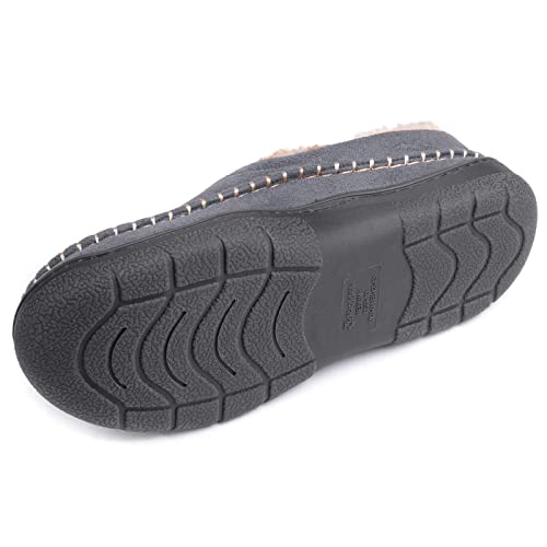 Zigzagger Men's Slip On Moccasin Slippers, Indoor/Outdoor Warm Fuzzy Comfy House Shoes, Fluffy Wide Loafer Slippers