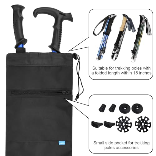 Xxerciz Trekking Poles Carrying Bag Lightweight Collapsible Hiking Poles Storage Bag with Zipper Pocket, Adjustable Should...
