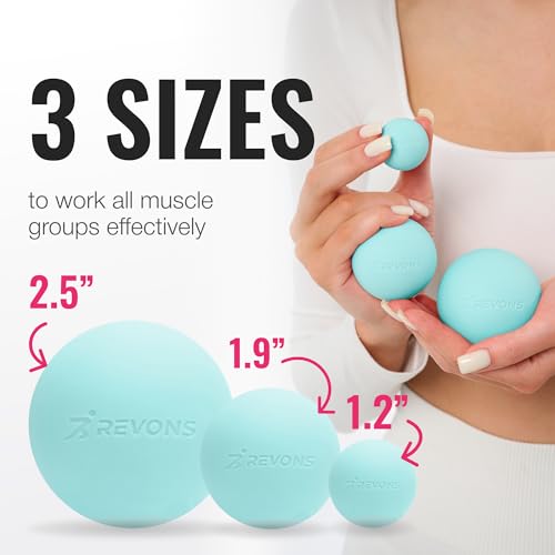 REVONS 3 in 1 Massage Ball Set - Lacrosse Balls for Myofascial Release, Back Pain Relief, Face Fitness, Trigger Points, Yo...