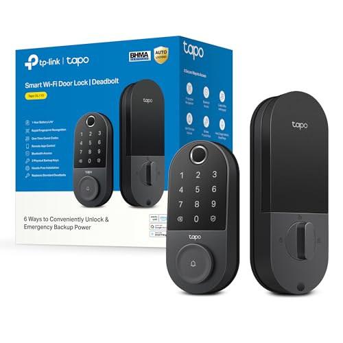 TP-Link Tapo Smart Door Lock, Deadbolt | Keyless Entry, Fingerprint Recognition, Touchscreen Keypad & in-App Monitoring wi...