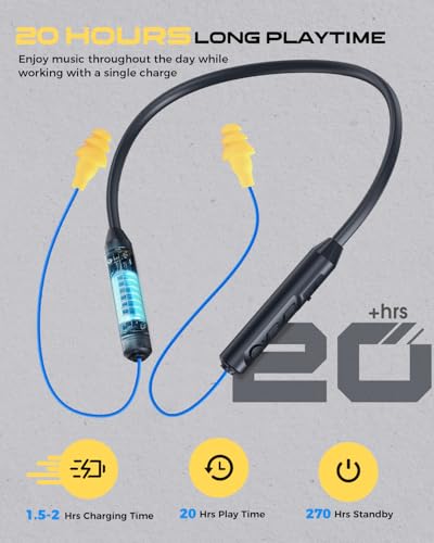 MIPEACE Bluetooth Earplug Headphones, Neckband Wireless Earbuds earplugs-29db Noise Reduction isolating in-Ear earplug Ear...