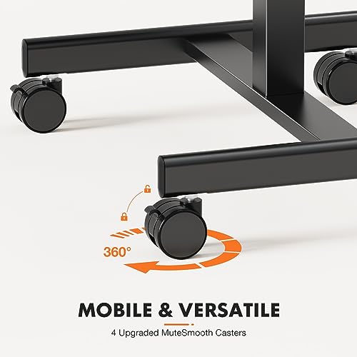 Sweetcrispy Mobile Small Standing Desk - Sit Stand Portable Rolling Laptop Desk with Lockable Wheels, Adjustable Height Co...