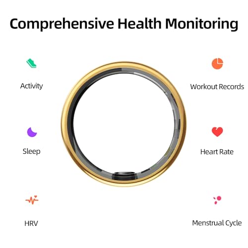 TIAZUUX Smart Ring for Women&Men-Activity/Sleep/Heart Rate/HRV/Stress/Women's Health Tracker-IP76 Waterproof-No Subscripti...