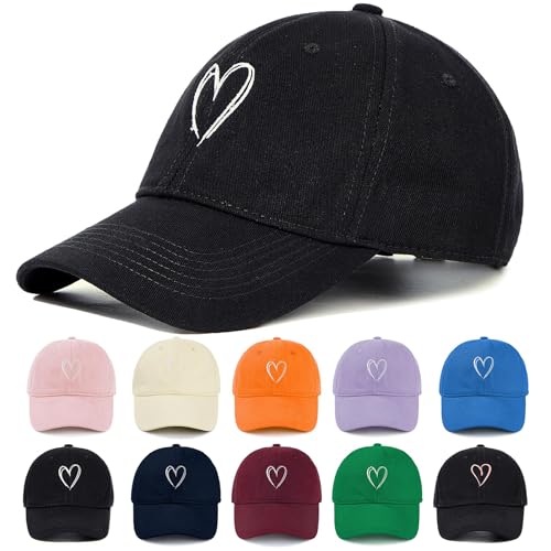 Zando Trendy Valentines Heart Baseball Caps for Women Men Girls Dad Adjustable Cute Cotton Ball Cap for Golf Tennies Travel