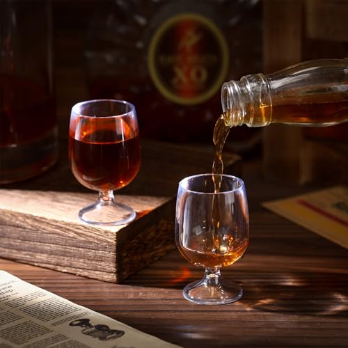Roshtia 24 Pcs Mini Shot Glasses 1.75 oz Small Brandy Snifters Clear Reusable Plastic Cute Cognac Glasses Port Glasses Cup...