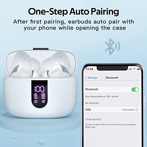 TAGRY Bluetooth Headphones True Wireless Earbuds 60H Playback LED Power Display Earphones with Wireless Charging Case IPX5...