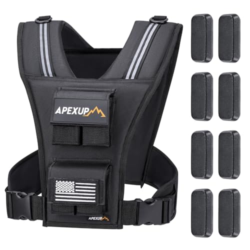 APEXUP Adjustable Weighted Vest Men 20lbs/30lbs/40lbs Weights with Reflective Stripe, Weight Vest Woman Workout Vest for S...