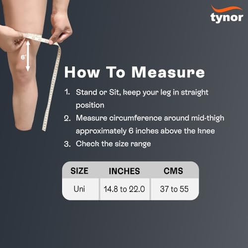 TYNOR Knee Support Brace for Men & Women, Adjustable Knee Compression Sleeve Wrap with Patellar Pad for Running, Knee Pai...