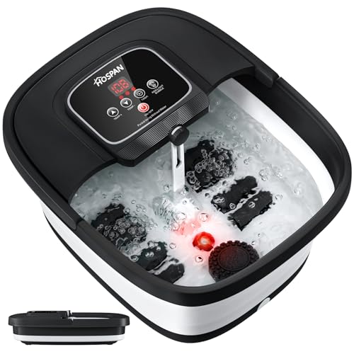 HOSPAN Collapsible Foot Spa with Heat, Bubble, Red Light, and Temperature Control, Foot Bath Massager with 8 Shiatsu Massa...