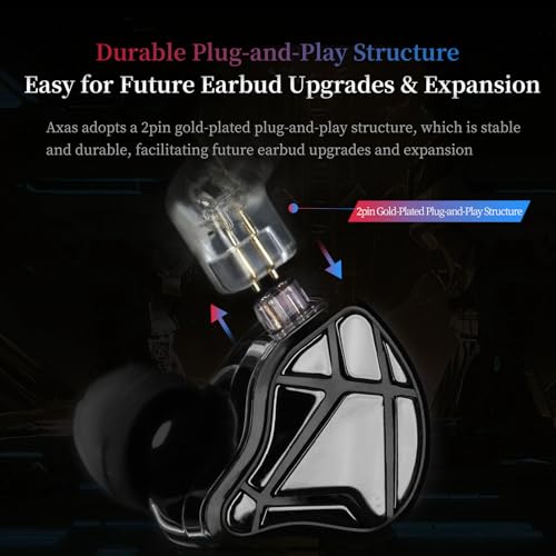 KZ Axas Gaming Earbuds Wired with Mic for PS4 PC Xbox PS5, Noise Isolation IEM for Gaming with Low Latency, Comfort-Fit Ea...