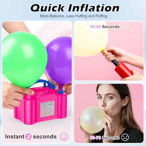 Motorenbau Electric Balloon Pump, Portable Electric Balloon Blower Machine Balloon Air Pump, Dual Nozzle 110V 600W Balloon...