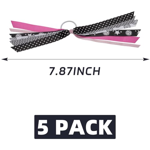 YKW 5 Pack Volleyball Hair Ties Ribbon Ponytail Holder for Girls - Sports Team Accessories with Net Pattern Scrunchies, St...