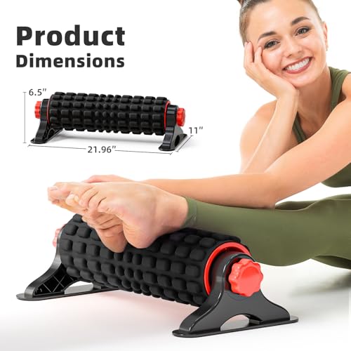 XL IT Band Firm Foam Roller with Resistance Holder - 17 inches - Exercise Roller for IT Band Issues, Deep Tissue Muscle Ma...