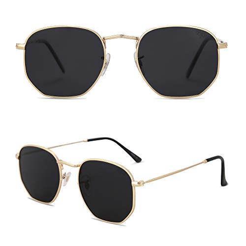 SOJOS Square Polarized Sunglasses for Women Men Small Hexagonal Polygon Shades SJ1072