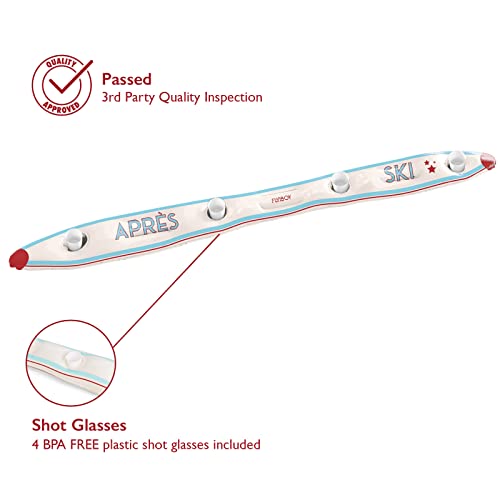 FUNBOY Inflatable Shot Board Ski, 4 Shot Capacity 6-feet Long, 4 Shot Cups Included, Apres Design