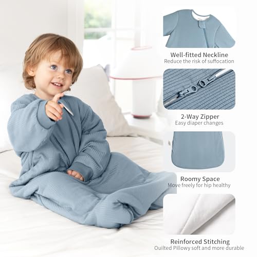 BubblePanda Rayon Made from Bamboo Sleep Sack 0-6 Months Long Sleeve Newborn Sleep Sack 0-3 Months 1.5 Tog Winter Baby Wea...