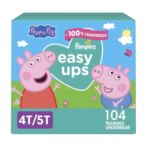 Pampers Training Pants - Easy Ups Girls & Boys - Size 4T-5T, 104 Count, Peppa Pig Potty Underwear (Packaging May Vary)