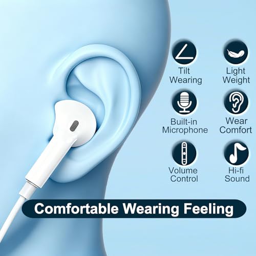 2 Pack-USB C Headphones for iPhone 17/16/15 Pro Max,Type C Earbuds Wired Earphones with Mic & Remote Control Noise Cancell...