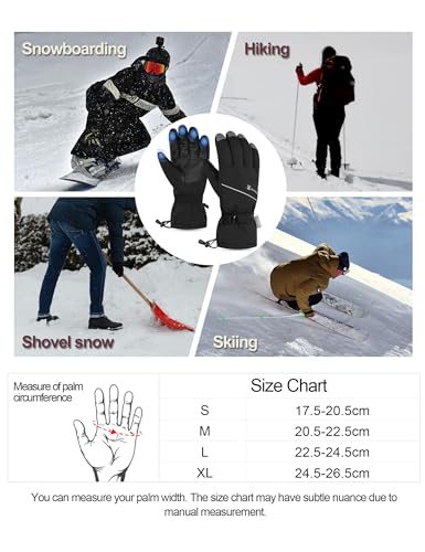 KUTOOK Winter Ski Gloves 5-Finger Touchscreen 3M Thinsulate with Pocket for Men Women Cold Weather Skiing Cycling Hiking