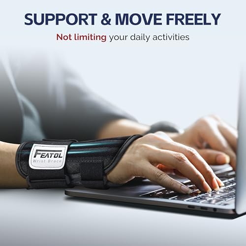 FEATOL 2 Pack Carpal Tunnel Wrist Brace For Work With Wrist Splint, 6.5'' Wrist Brace Night Support For Women Men, Pain Re...