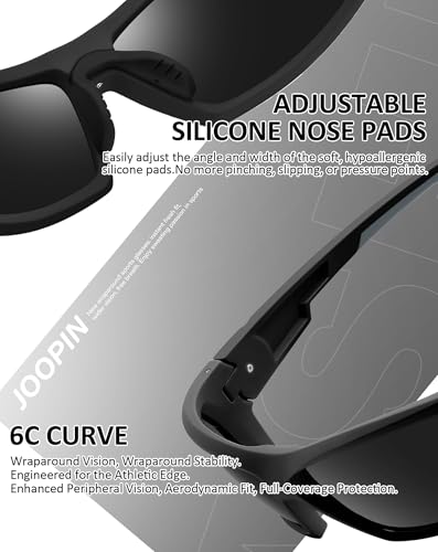 Joopin Sports Sunglasses Polarized Men Women Wrap Around Sun Glasses UV400 Protection Shades Rectangle Sunnies