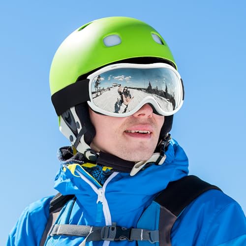 Occffy Ski Goggles Windproof Snowboard Goggles OTG Helmet Compatible Skiing Over Glasses Anti Fog UV400 for Mens Womens