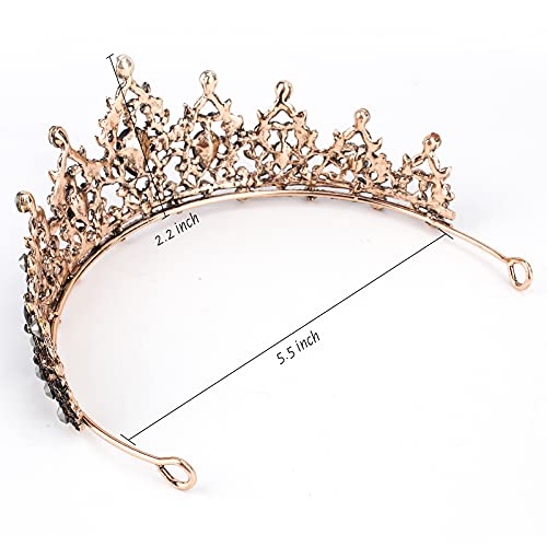 CAVETEE Gothic Crown Headpiece - Black Baroque Tiara with Vintage Rhinestones for Women & Girls - Halloween, Birthday, Wed...