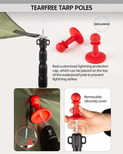 Tarp Poles Heavy Duty Adjustable, AVOFOREST Aviation Aluminum 8.7FT Tent Poles Lengthen and Thicken with Protection Cap Aw...