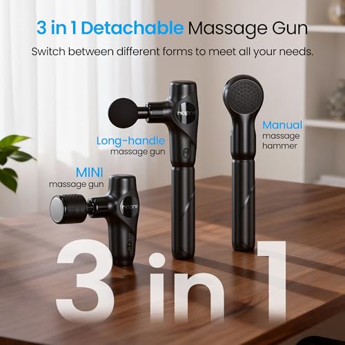 NAPRE 3-in-1 Mini Massage Gun with Heat and Cold,Deep Tissue Back Massage with Detachable Handle for Neck/Body Pain Relie...