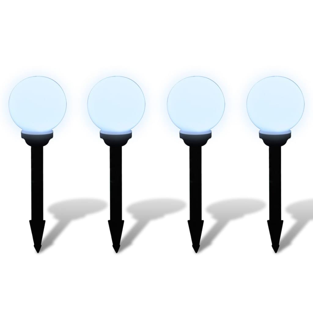 vidaXL Outdoor Solar Path Garden Lamp 4pcs LED 5.9in Plastic White with Black Tubes Model 14255