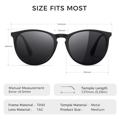 SUNGAIT Premium Vintage Round Sunglasses for Women Men Classic Retro Trendy Style