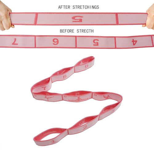 9 Loops Elastic Yoga Strap - Adjustable Stretching Band for Physical Therapy, Dance, Pilates & Gymnastics, Multi-Loop Exer...