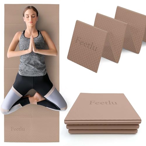 Feetlu Foldable Yoga Mat, 6mm Thick, Lightweight, Anti-Slip, and Easy to Store – Perfect for Travel, Yoga, Pilates, Home W...