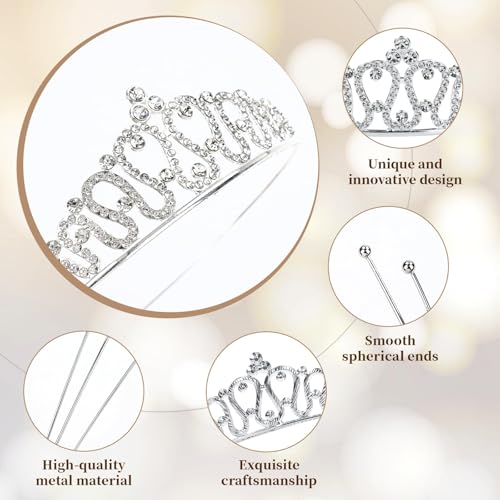8 Pack Birthday Tiaras, Rhinestone Crystal Princess Crowns, Silver Headbands for Women, Party Dance Homecoming Wedding Bri...