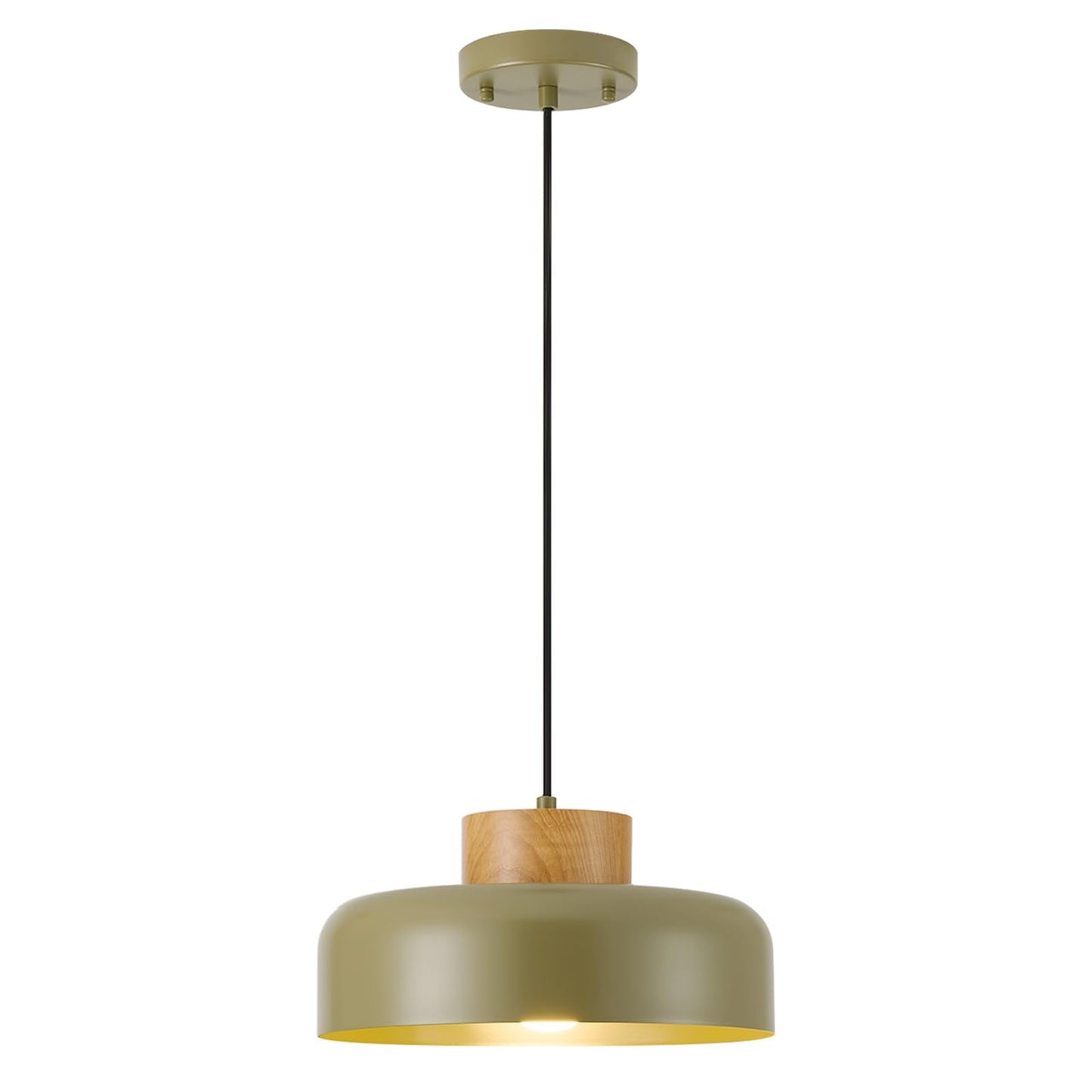 Modern Pendant Lights 12.6 Inch Naturl Wood Adjustable Simple Pendant Lighting For Kitchen  Dining Room  Olive Green