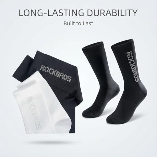 ROCKBROS Cycling Socks,Crew Length,Breathable & Non-Sticky with reflective logo,All Seasons for Men Women Bike Socks
