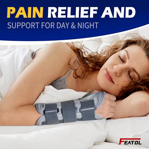 FEATOL Wrist Brace Splint Carpal Tunnel for Women Men, Night Wrist Sleep Support Brace, Left Hand, Medium/Large, Pain Reli...