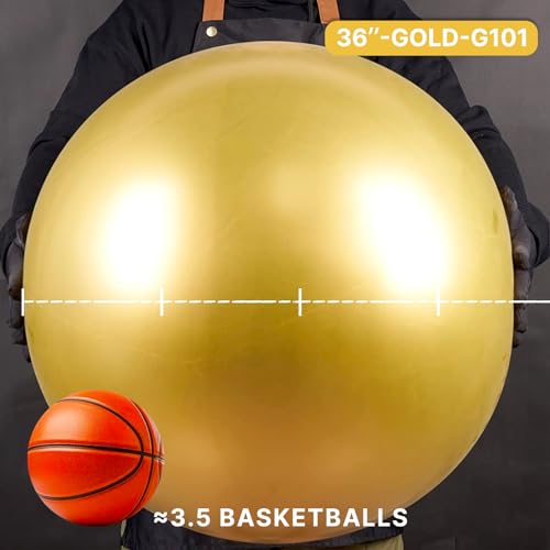 PartyWoo Metallic Gold Balloons 4pcs 36 Inch Extra Large Big Jumbo Giant Chrome Gold Latex Helium Balloons for Graduation ...