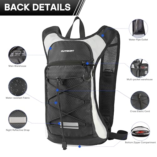 OUTSKIRT Hydration Backpack with 2L Water Bladder, Lightweight and Breathable Running Hydration Pack, Water Backpack for H...