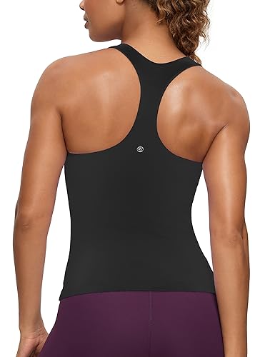 CRZ YOGA Butterluxe Workout Racerback Tank Tops for Women - Padded Athletic Spandex Yoga Shirts with Built in Bra