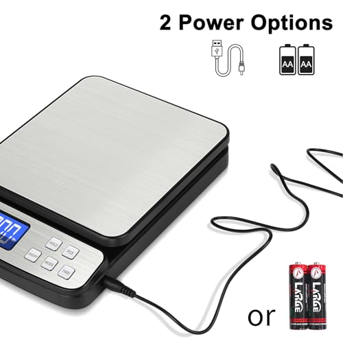 Fuzion Digital Shipping Postal Scale - 88lb x 0.1oz, Stainless Steel Platform, 5 Units, Hold/Tare/PCS Counting, Easy Calib...