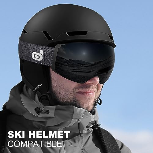 Odoland Magnetic Interchangeable Ski Goggles with 2 Lens, Large Spherical Frameless Snow Snowboard Goggles for Men Women