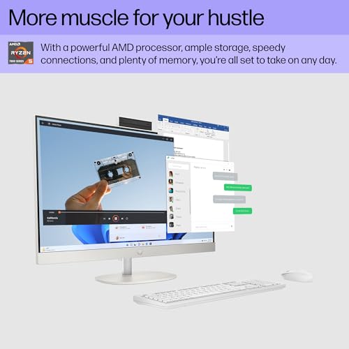 HP 27" FHD Touchscreen All-in-One Desktop Computer, 16GB DDR5 RAM, 1.5TB Storage(1TB SSD and 512GB External), AMD Ryzen 5 ...