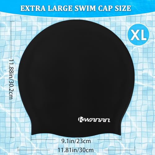 Extra Large Silicone Swim Cap for Long Hair and Protective Styles–Waterproof Swimming Cap for Men and Women with Dreadlock...