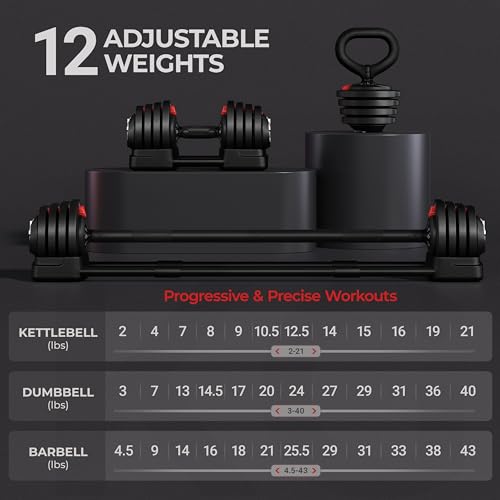 Yaheetech Adjustable Dumbbell Set Free Weight Dumbbells 40lbs/52.5lbs/90lbs Fast Adjust Dumbbells Dumbbell Weight Set, wit...