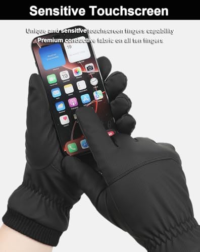 SUJAYU Winter Snow Gloves Men Women, Snowmobile Glove Mens Ski Gloves, Waterproof Warm Touchscreen, Suitable for Running D...